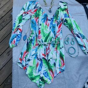 Forever 21 Colorful Leaf Print Romper